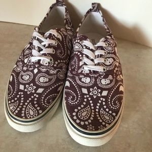 maroon skull paisley print sneakers